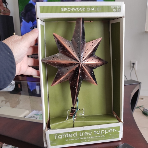 Birchwood Chalet Copper Star Lighted Tree Topper - Picture 1 of 6